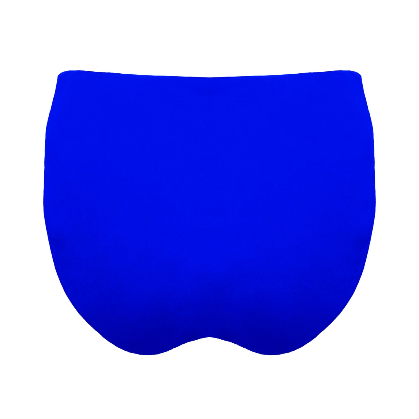 Back view of royal blue Mid rise bikini bottom with cheeky coverage and wide gathered sides.