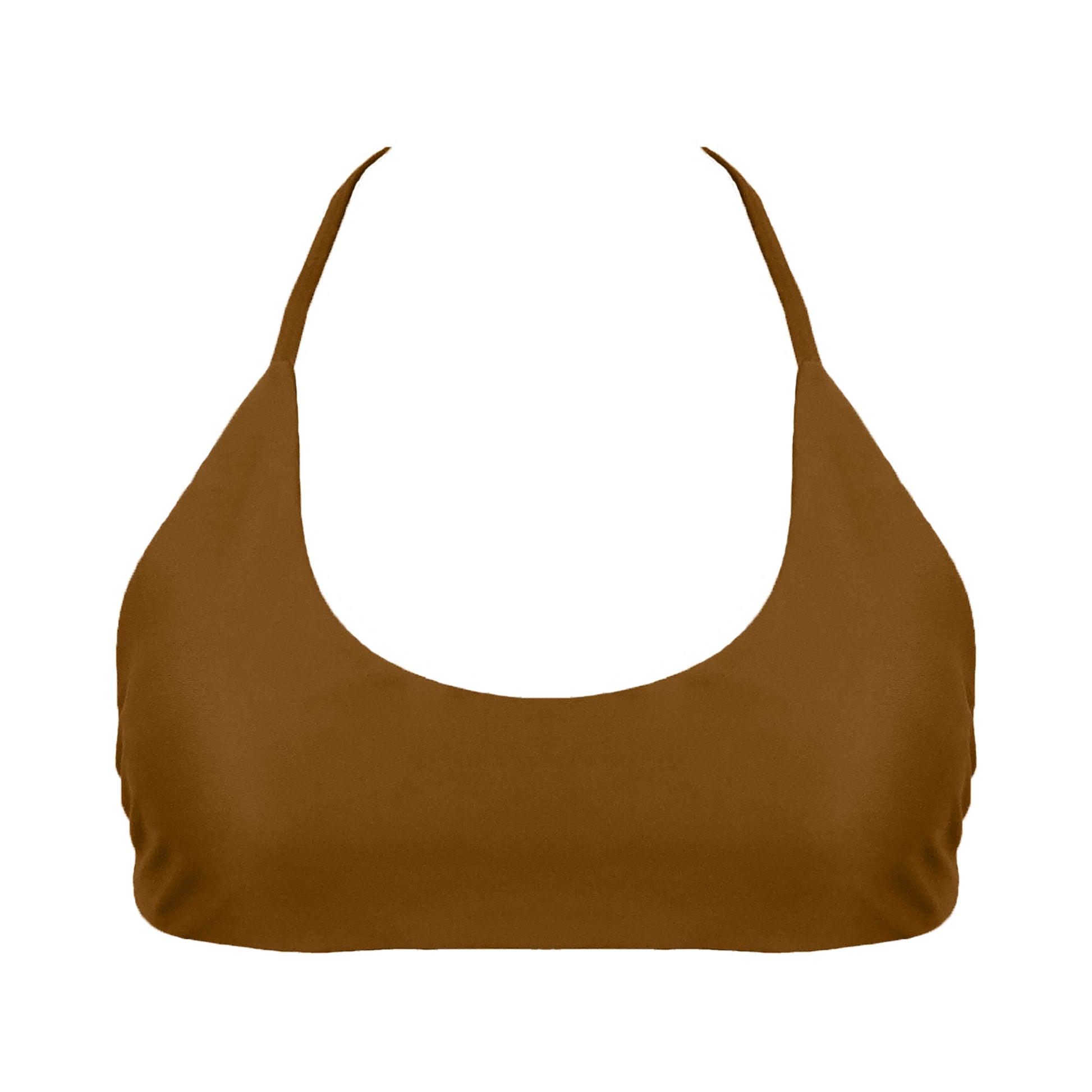 Clay Sports bra inspired bikini top with a bralette scoop neckline and skinny racerback straps.