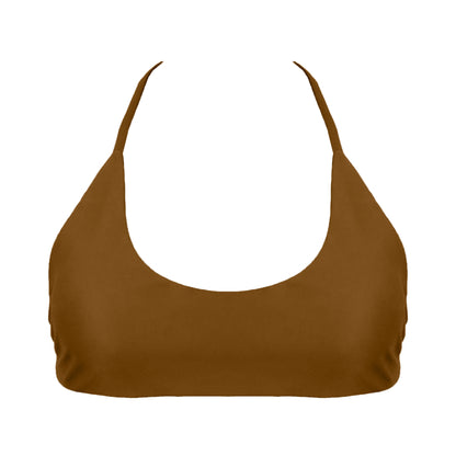 Clay Sports bra inspired bikini top with a bralette scoop neckline and skinny racerback straps.