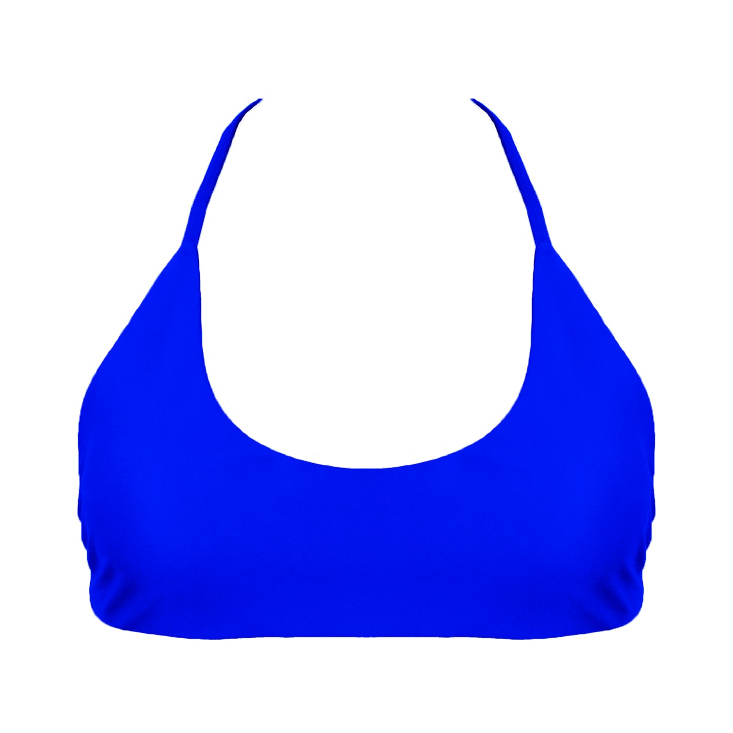 Royal Blue Azzurri Sports bra inspired bikini top with a bralette scoop neckline and skinny racerback straps.