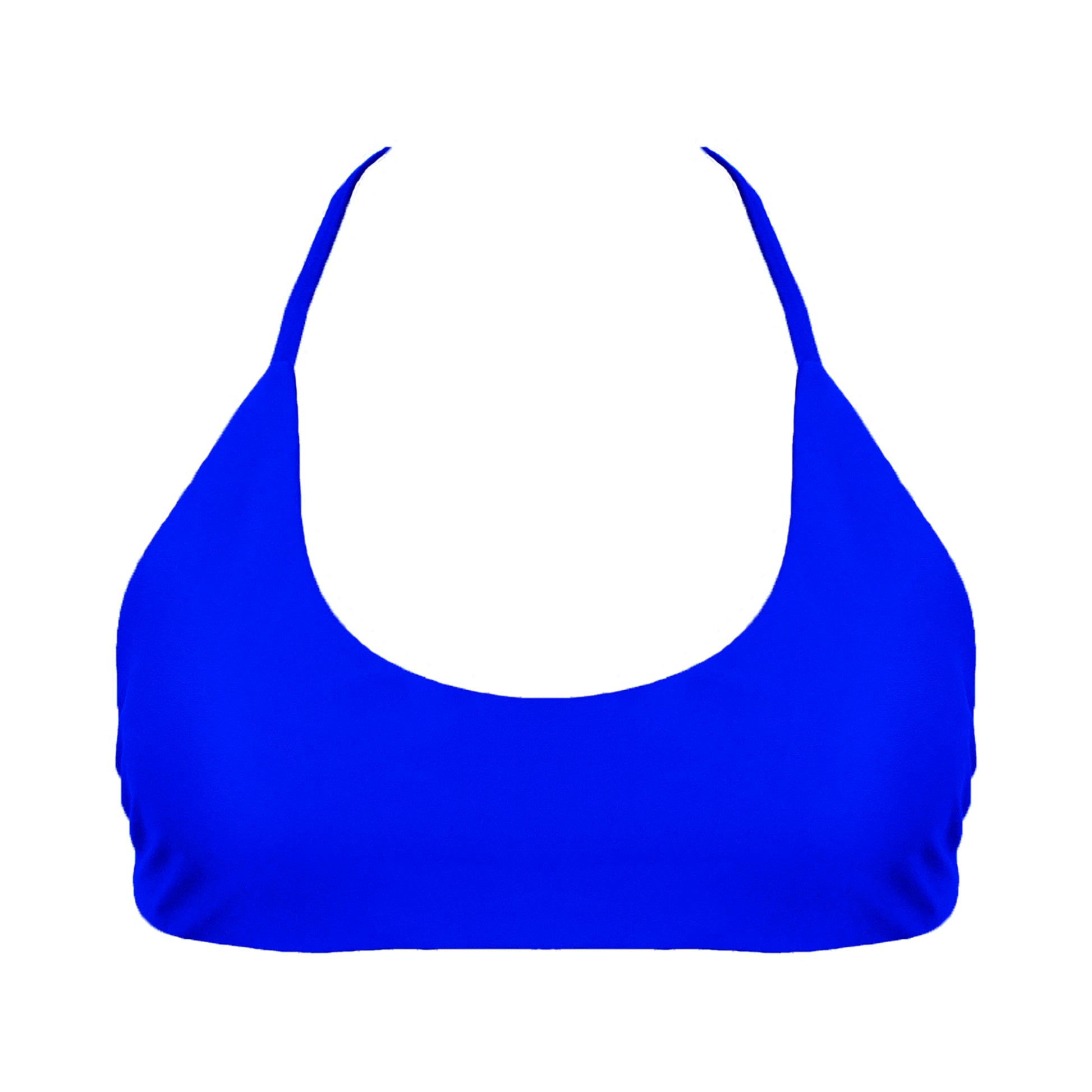 Royal Blue Azzurri Sports bra inspired bikini top with a bralette scoop neckline and skinny racerback straps.