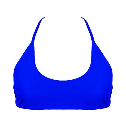 Royal Blue Azzurri Sports bra inspired bikini top with a bralette scoop neckline and skinny racerback straps.