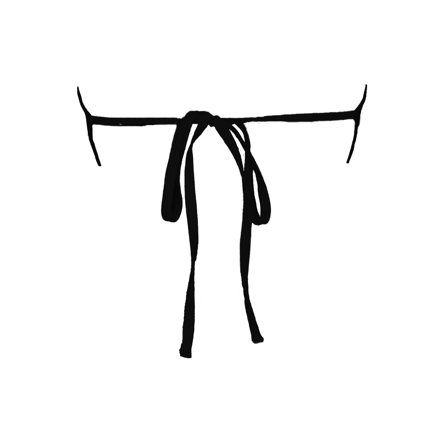 Back view of Black strapless bikini top with an adjustable tie back closure.