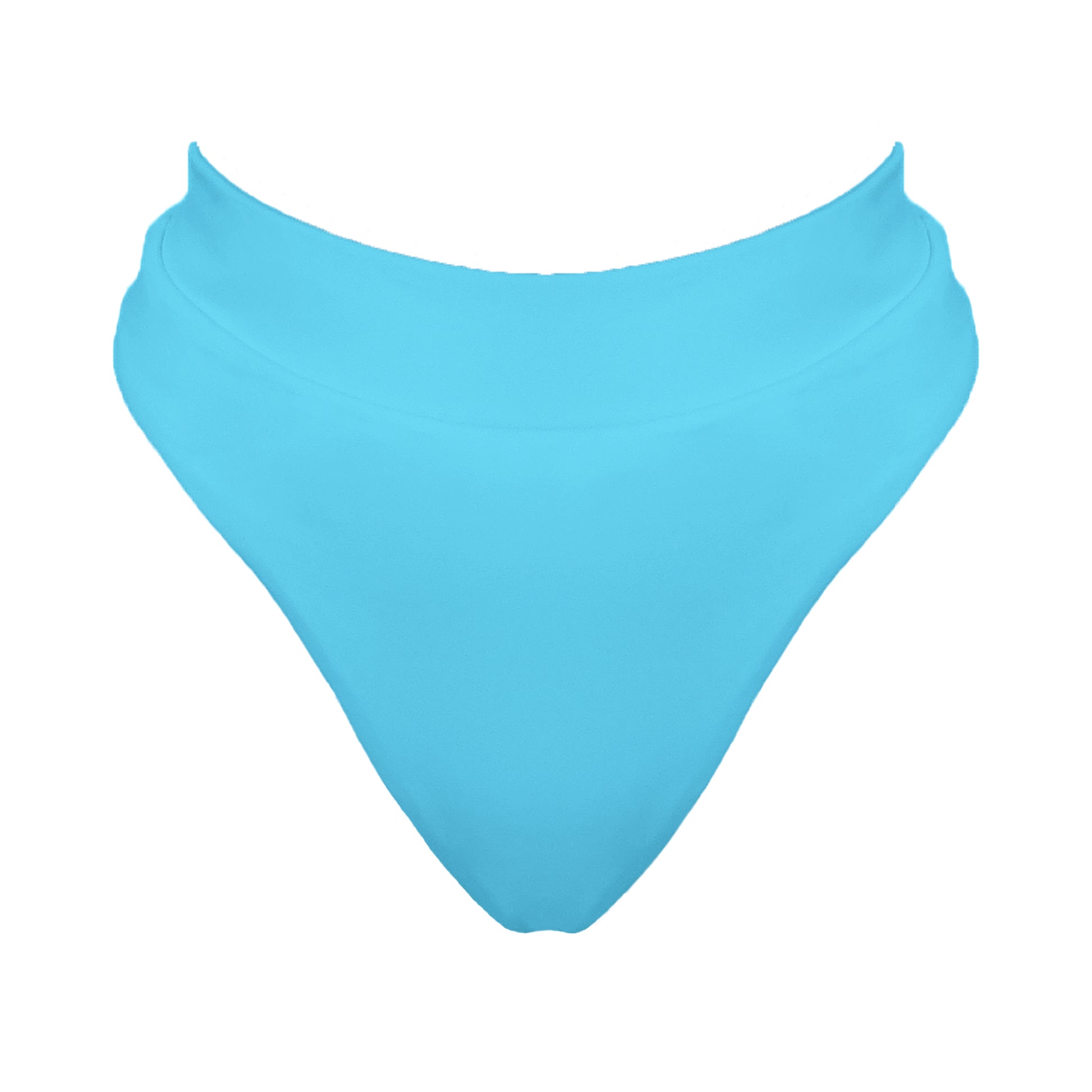 Acqua blue banded high waist full coverage bikini bottom.