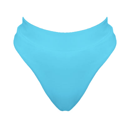 Acqua blue banded high waist full coverage bikini bottom.