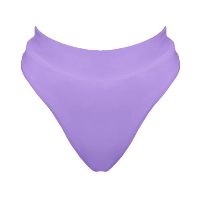 Lavender purple banded high waist full coverage bikini bottom.