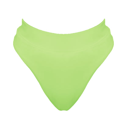 Light neon green banded high waist full coverage bikini bottom.