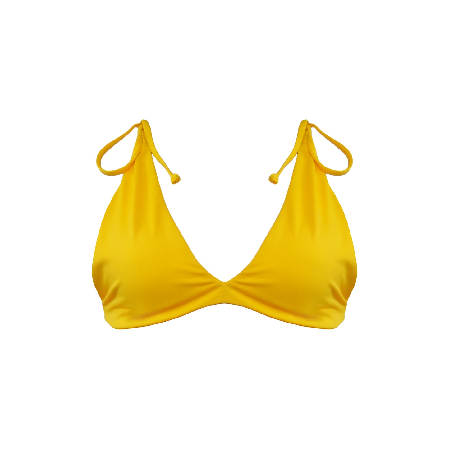 Light bright orange Capri bralette style bikini top with adjustable tie shoulder straps.