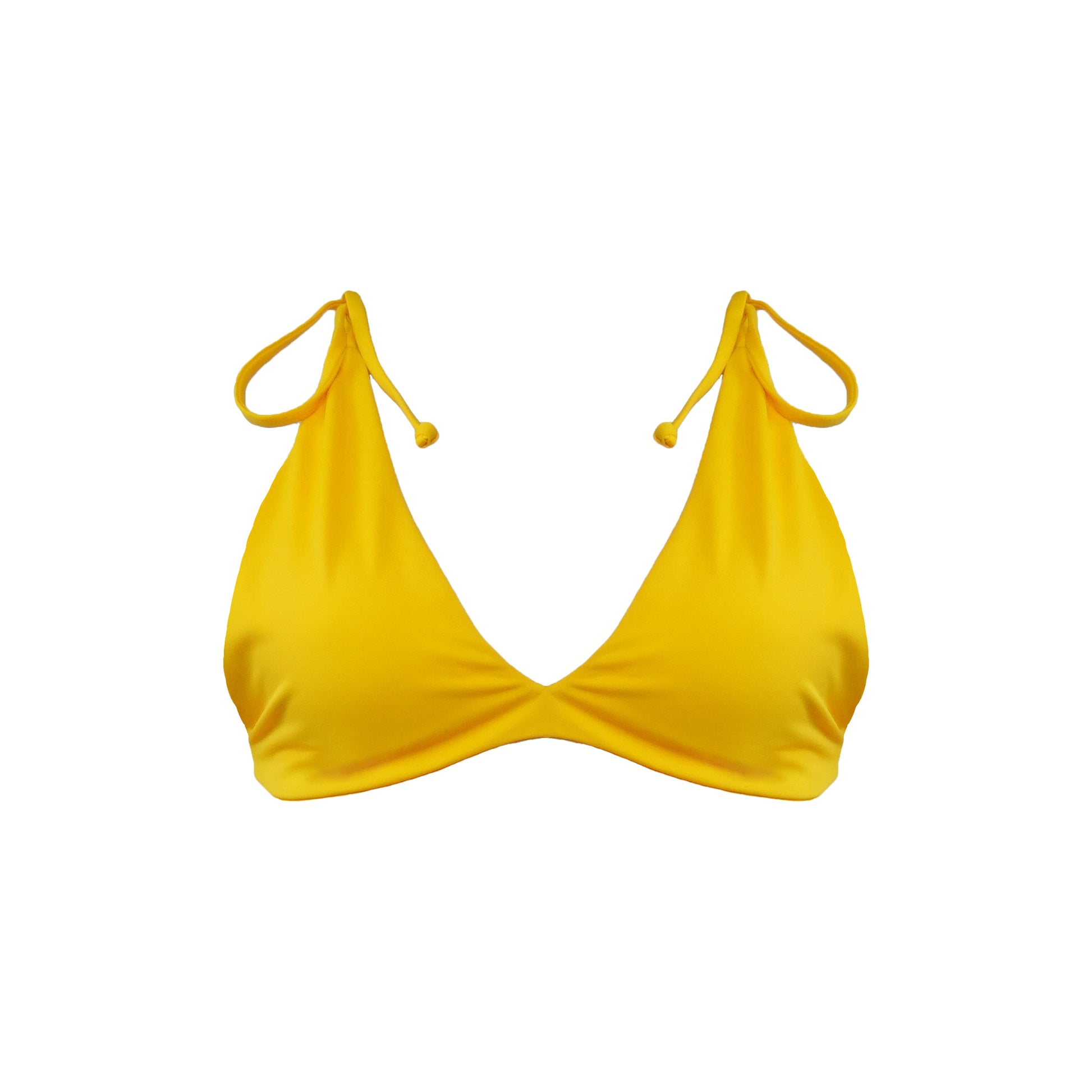 Light bright orange Capri bralette style bikini top with adjustable tie shoulder straps.