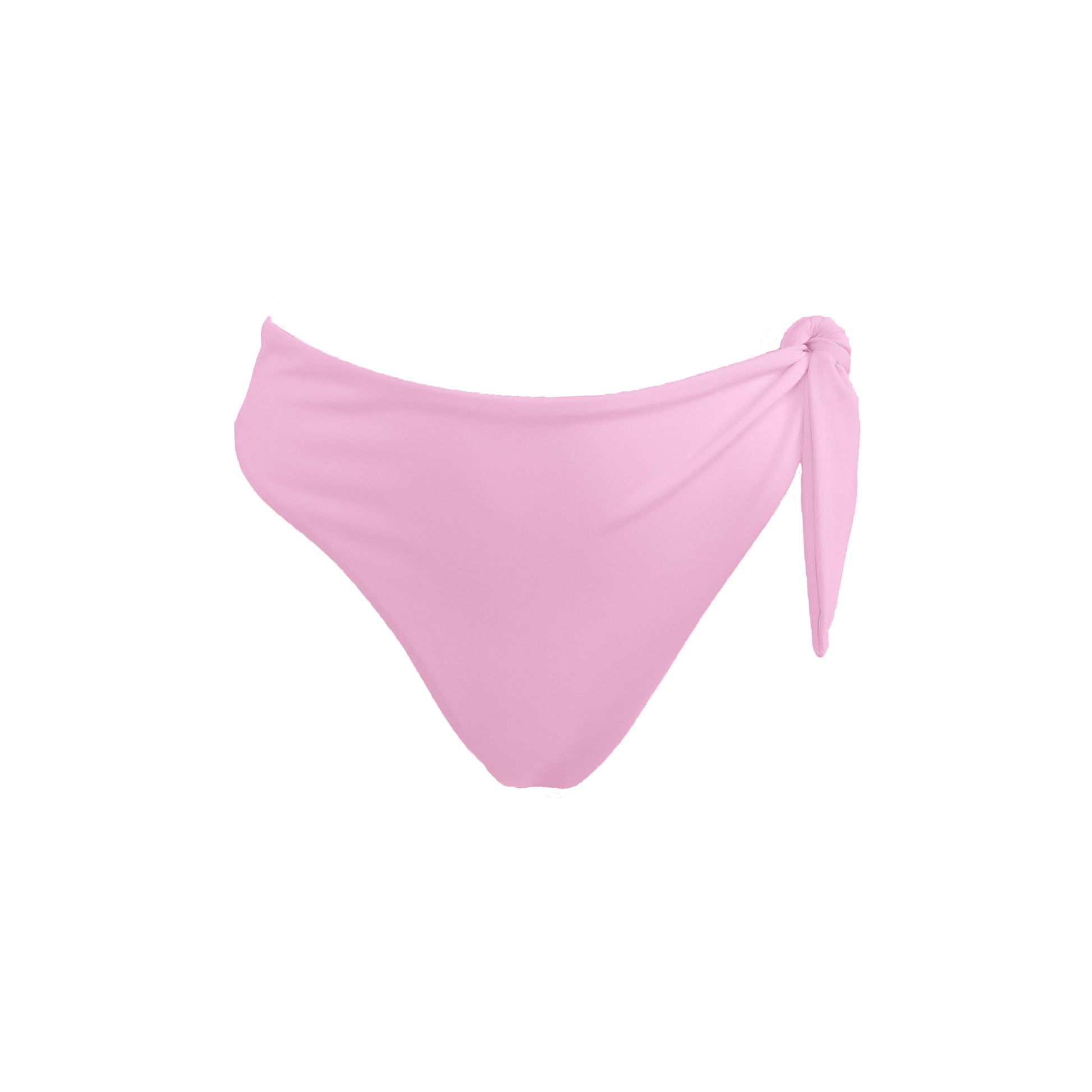 Pastel Pink Capri bikini bottom with asymmetric adjustable side tie and cheeky bum coverage.