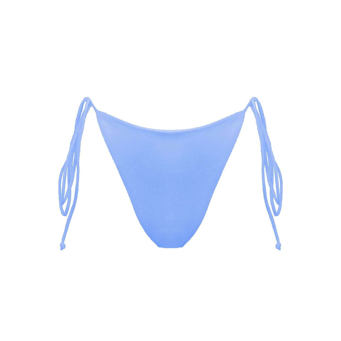 Periwinkle blue Ravello bikini bottom with adjustable side tie straps and cheeky bum coverage.