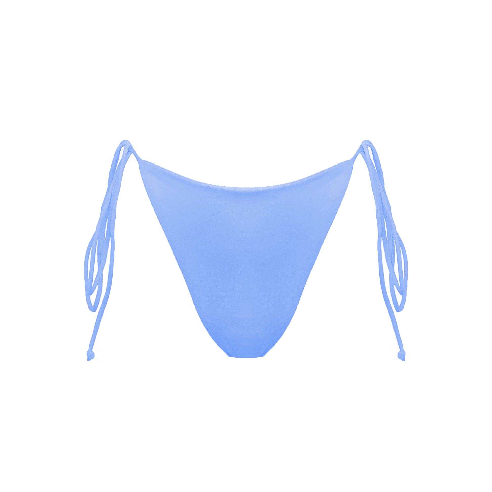 Periwinkle blue Ravello bikini bottom with adjustable side tie straps and cheeky bum coverage.