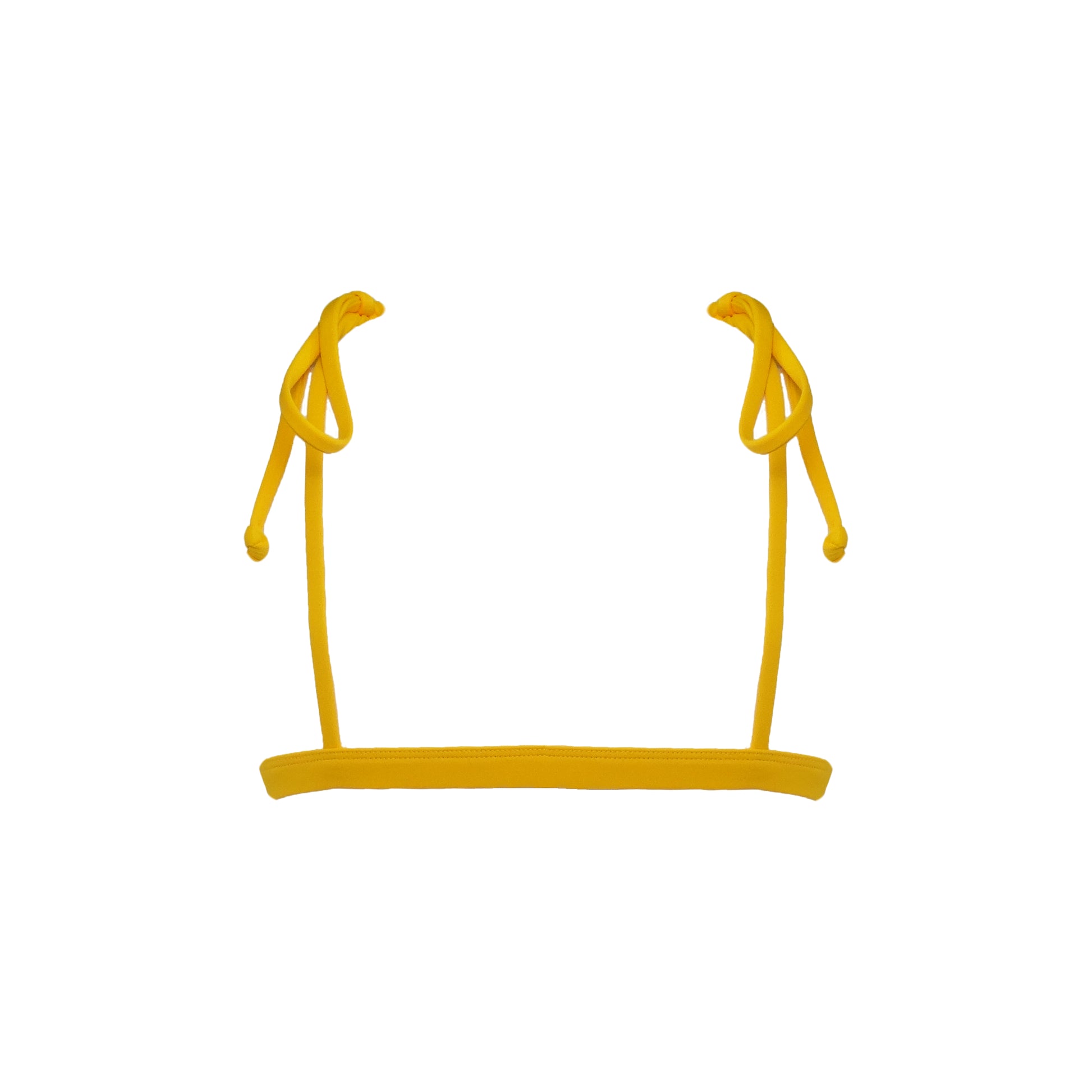 Back view of light bright orange Capri bralette style bikini top with adjustable tie shoulder straps.