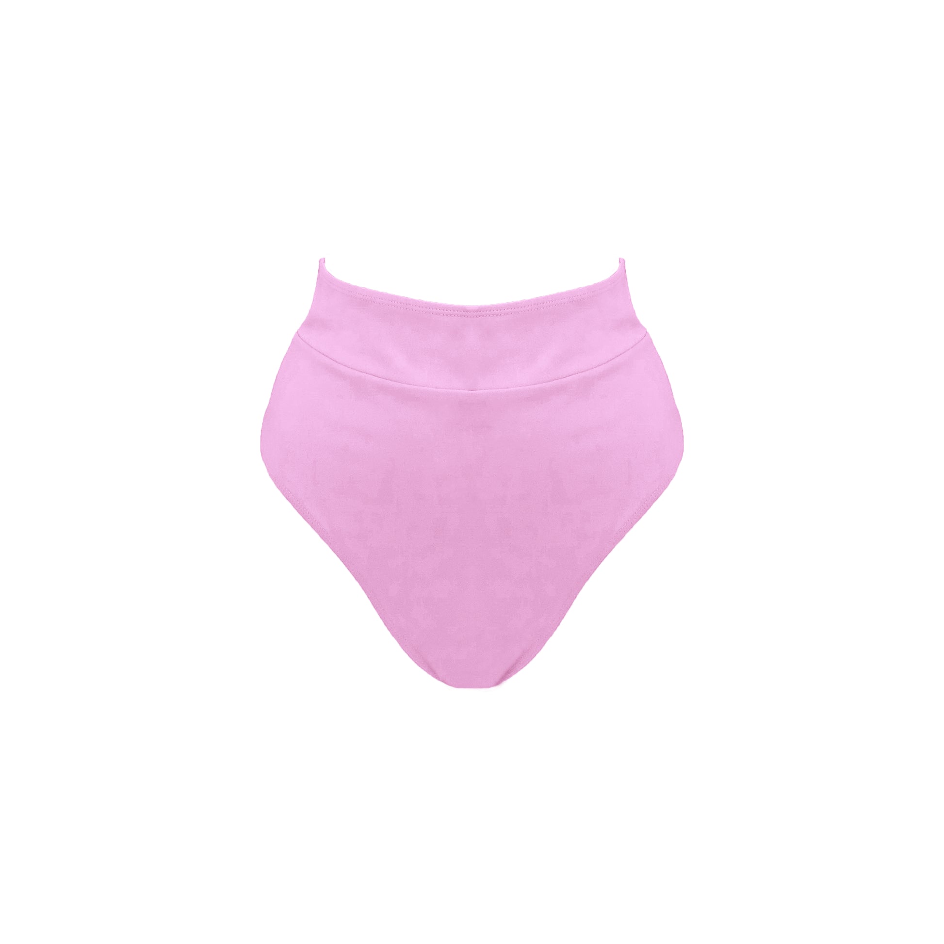 Pastel pink ultra high waist bikini bottom with banded waist, high cut legs and full bum coverage.