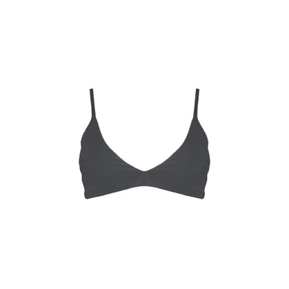 Dark Grey Bralette style bikini top with strappy back details.