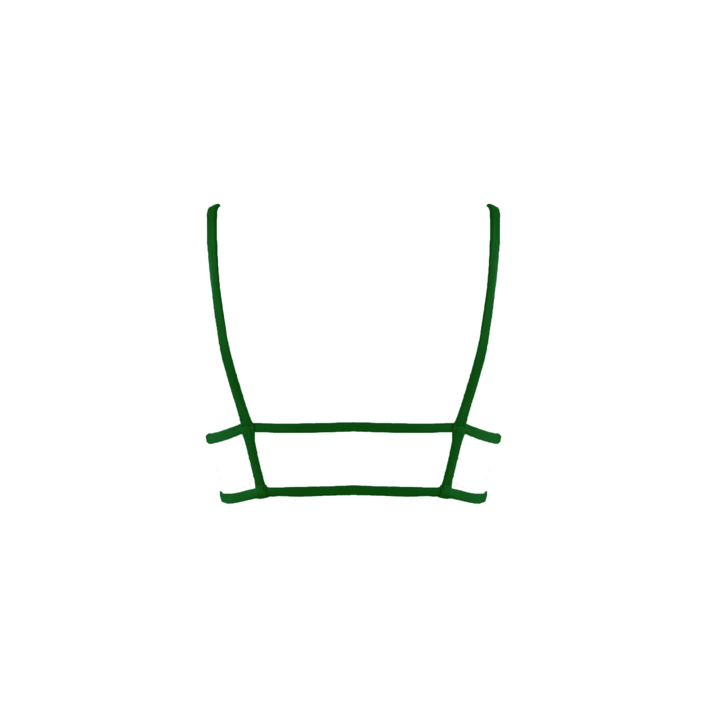 Back view of forest green Bralette style bikini top with strappy back details.