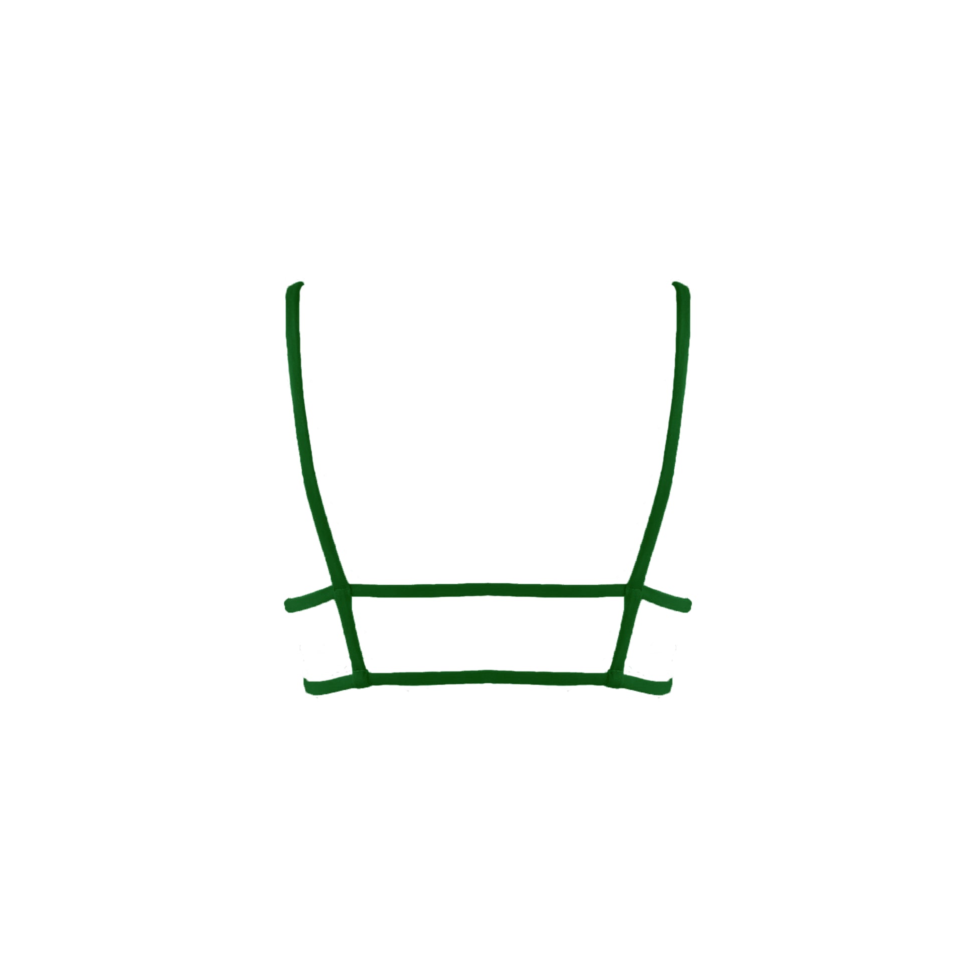 Back view of forest green Bralette style bikini top with strappy back details.