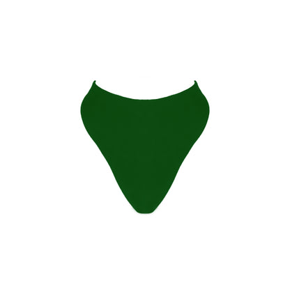 Forest green High rise bikini bottom with high cut sides and cheeky bum coverage.