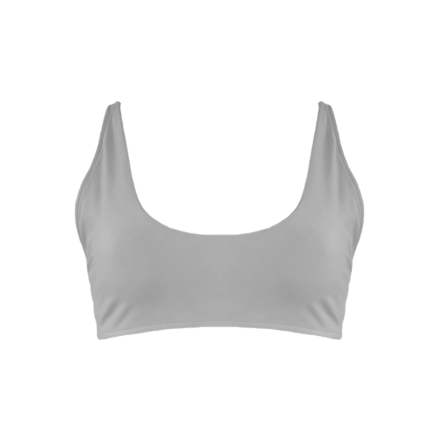 Light grey Scoop neck bralette style bikini top.