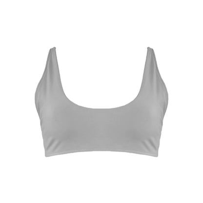 Light grey Scoop neck bralette style bikini top.