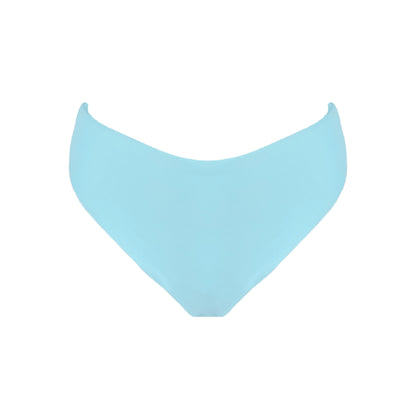 Ocean blue high waist cheeky bikini bottom with high cut legs, shapewear benefits, and full bum coverage.