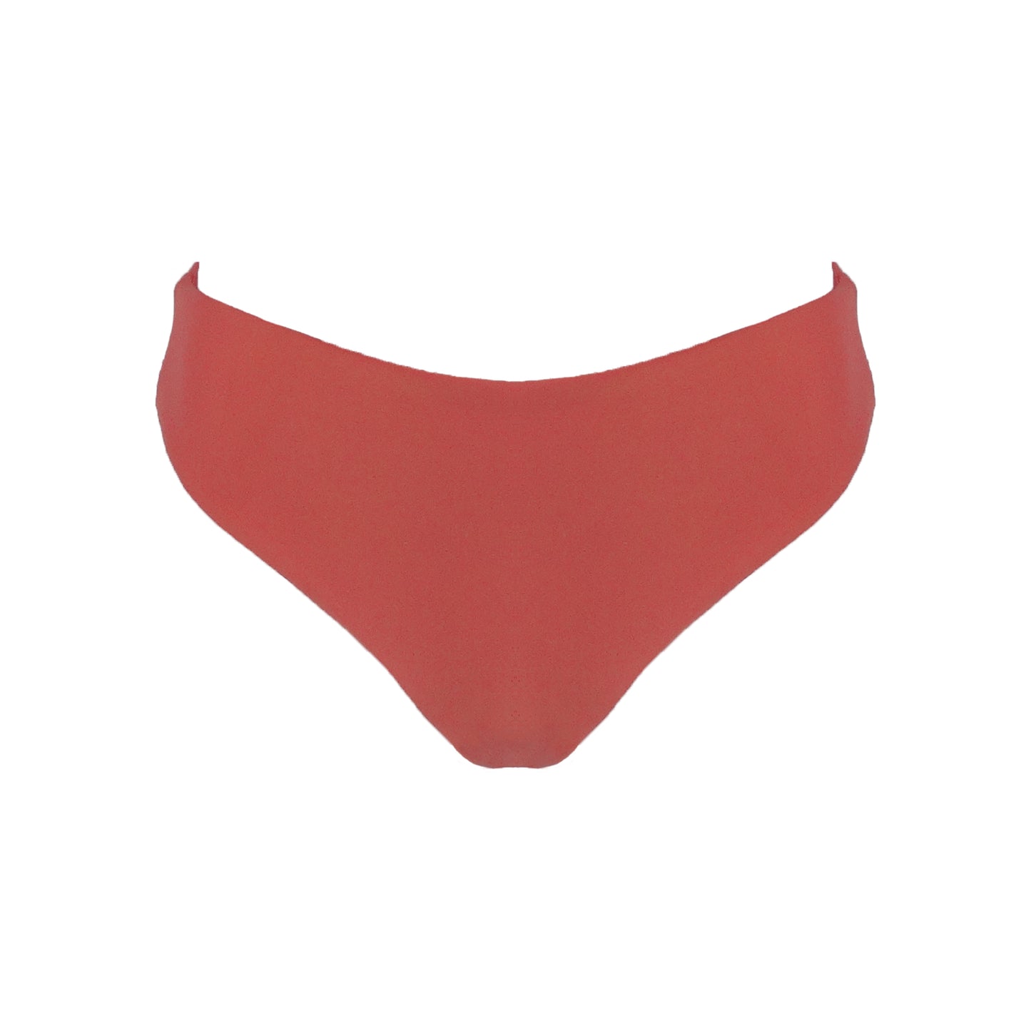 Terracotta rustic orange high waist cheeky bikini bottom with high cut legs, shapewear benefits, and full bum coverage.