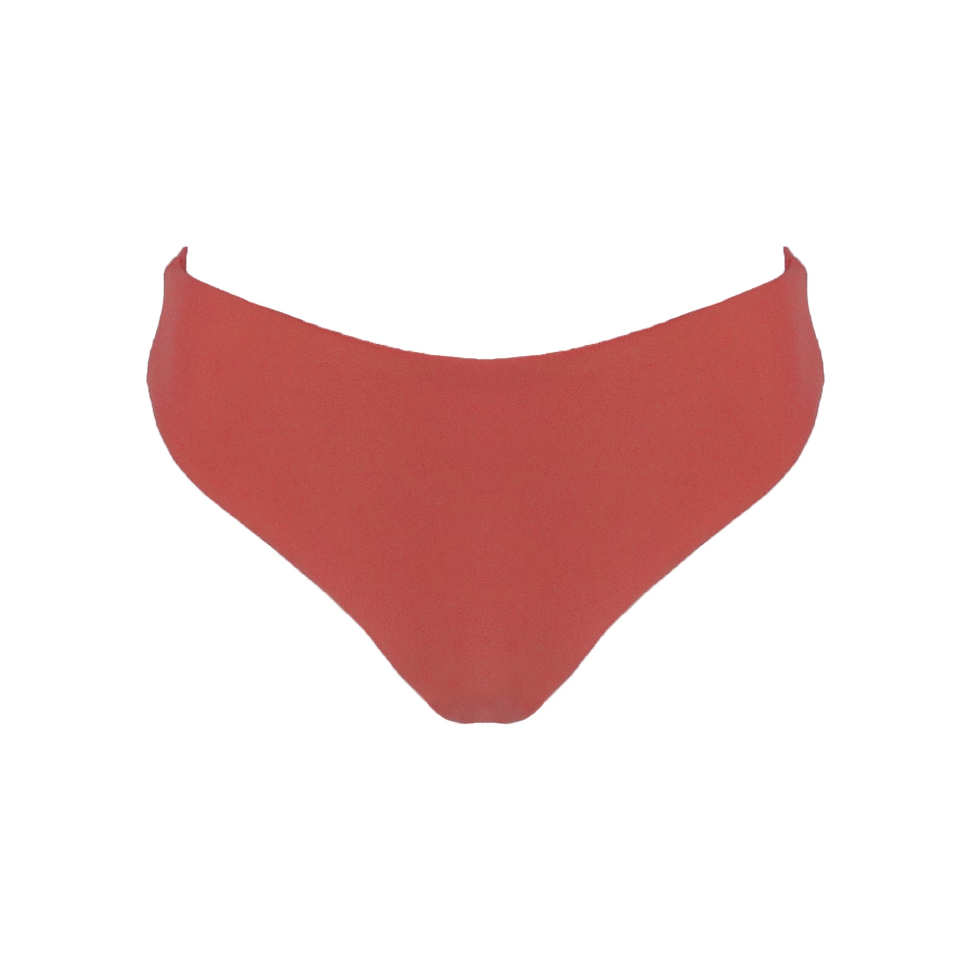 Terracotta rustic orange high waist cheeky bikini bottom with high cut legs, shapewear benefits, and full bum coverage.