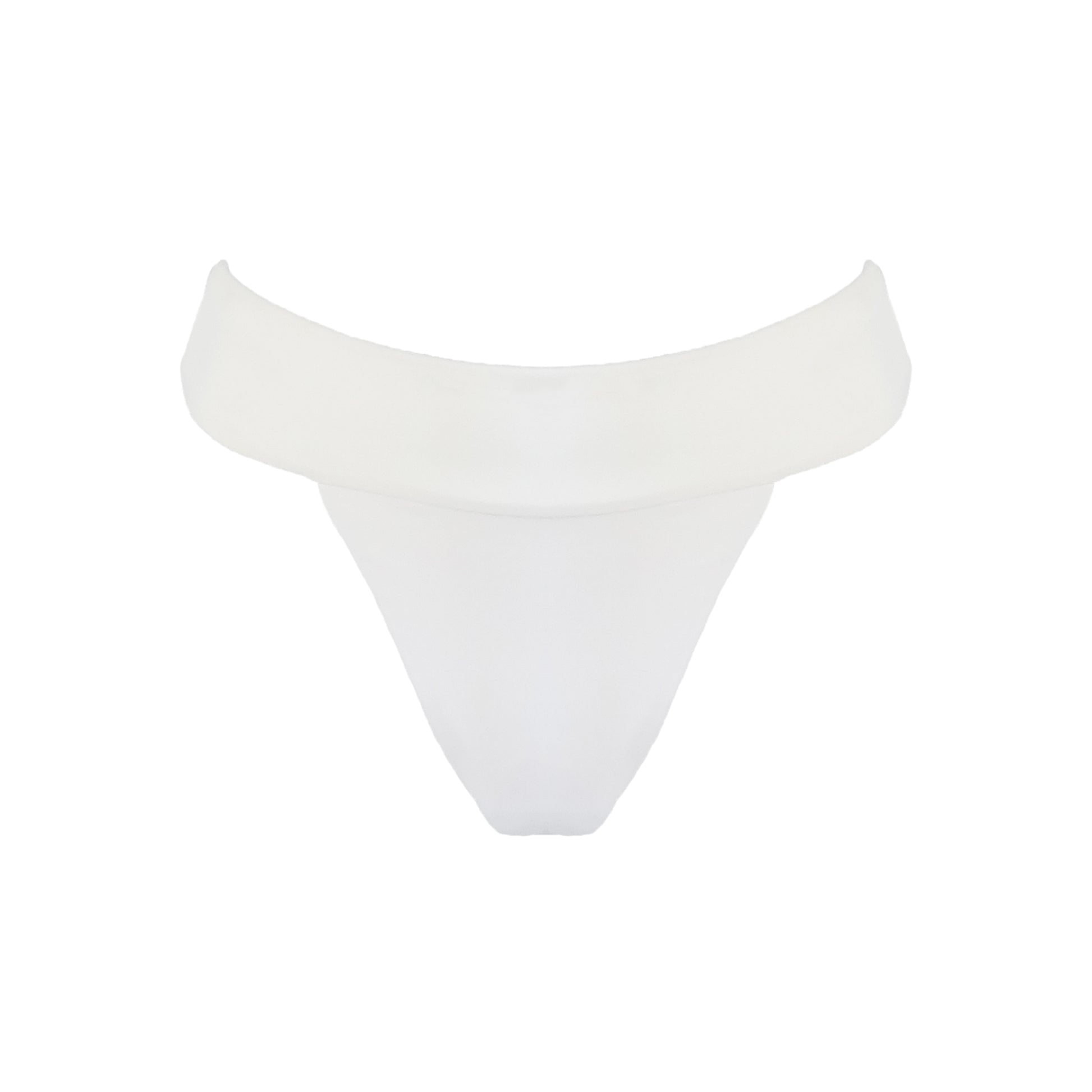 White banded high waist thong bikini bottom.