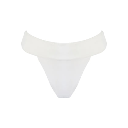 White banded high waist thong bikini bottom.